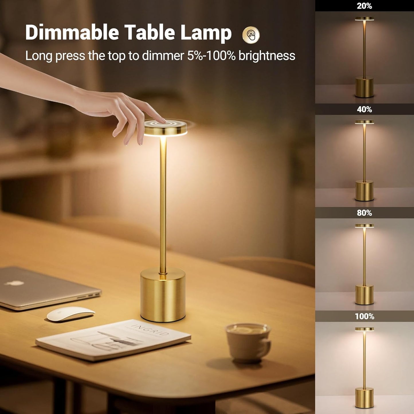 Lampe de Table LED Tactile en Métal